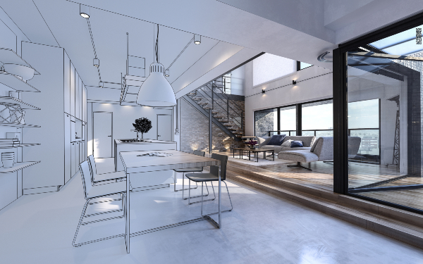 Concept per case da sogno: rendering di interno di abitazione - Replanner