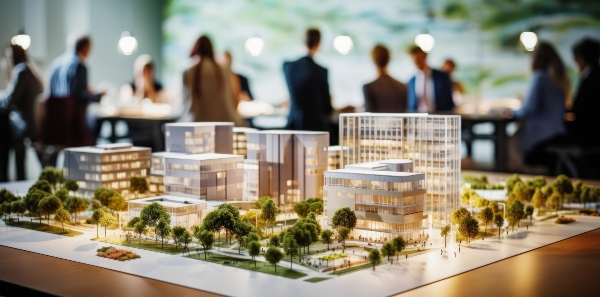 Concept per investimenti immobiliari: modello 3d di complesso residenziale - Replanner