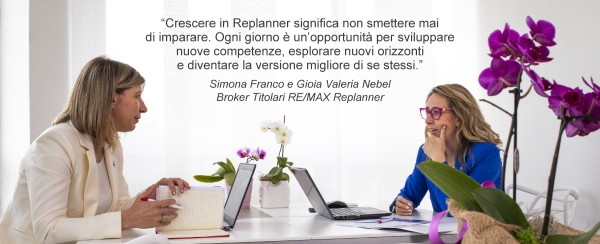 Concept per ''come diventare consulente immobiliare'': nell'immagine Gioia Valeria Nebel e Simona Franco e una loro citazione