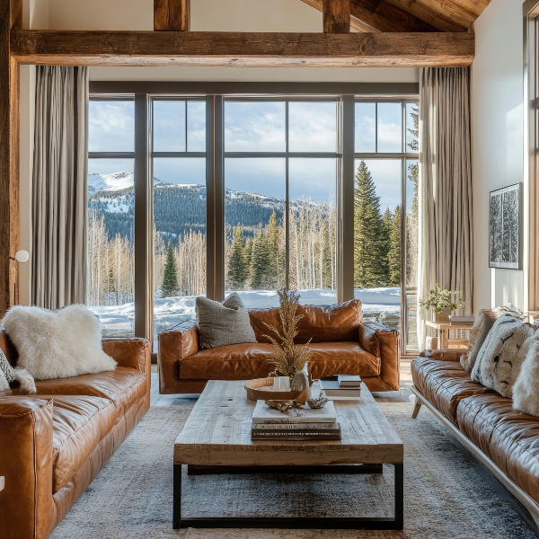 Concept per investire in una seconda casa: close up su salotto di casa di montagna - Replanner