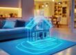 Concept per nuove tecnologie e strategie innovative nel settore immobiliare: ologramma di abitazione