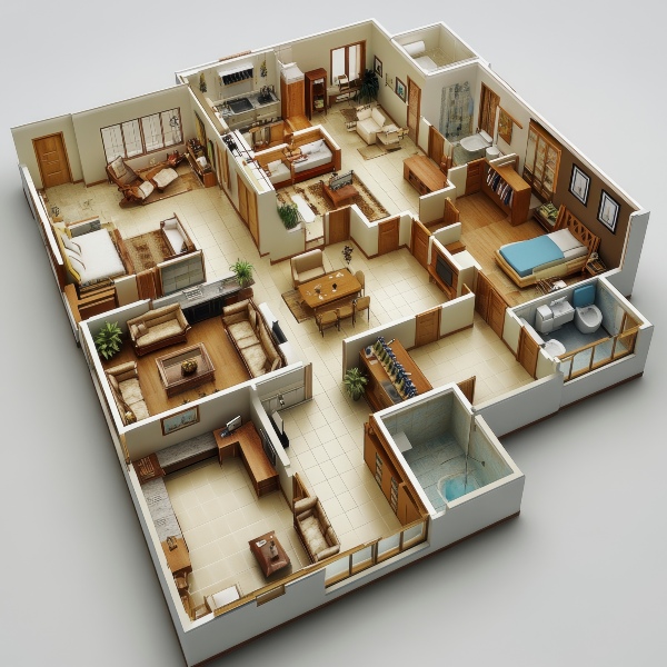 Concept per nuove tecnologie e strategie innovative nel settore immobiliare: piantina di abitazione generata con Matterport